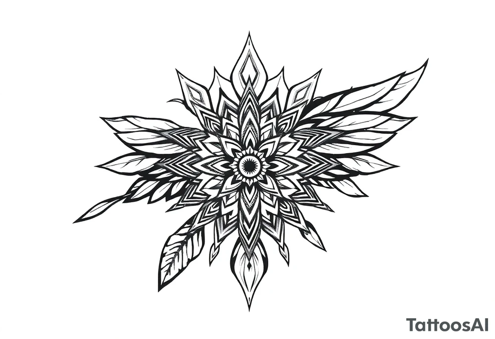 spiritual feather indian mandala shaman tattoo idea