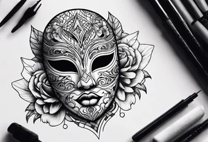 Hiding behind a mask tattoo idea