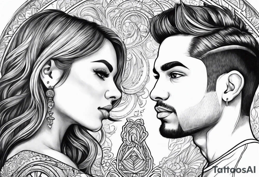 Transgender man looking in mirror to a girl tattoo idea