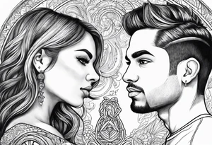 Transgender man looking in mirror to a girl tattoo idea