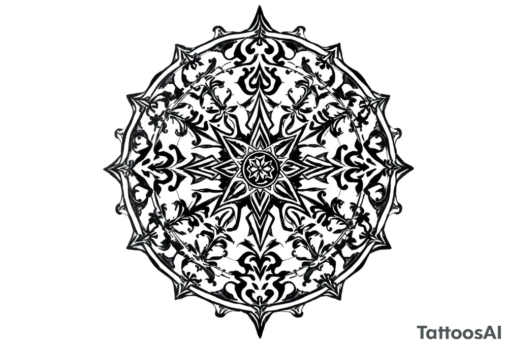 mytical shaman and witch ancient ornament with runes tattoo idea