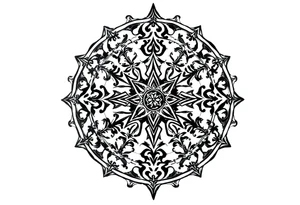 mytical shaman and witch ancient ornament with runes tattoo idea