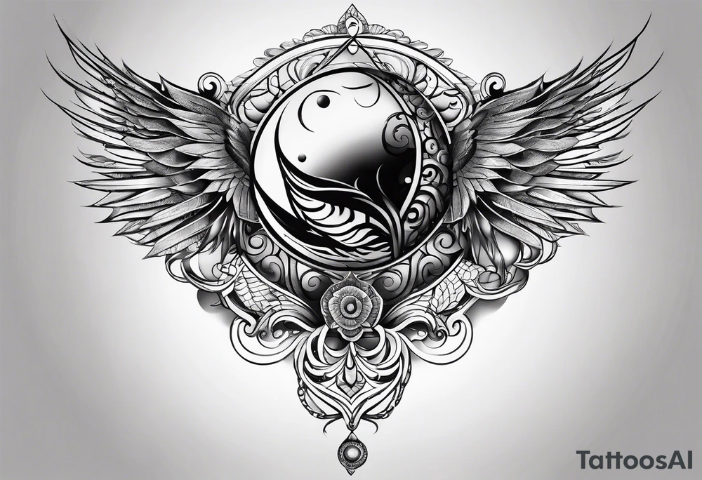 male tattoo on arm, drawing symbolizing balance of life spheres tattoo idea