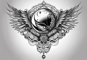 male tattoo on arm, drawing symbolizing balance of life spheres tattoo idea