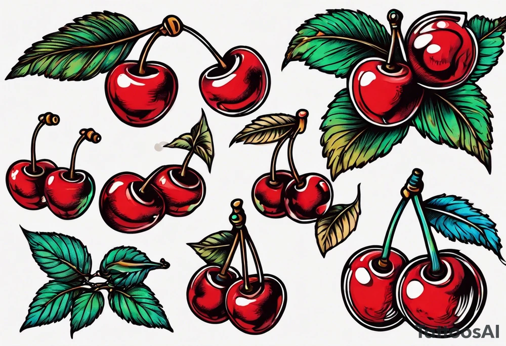 vintage cherry tattoo idea