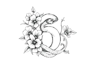 number 6 with flowers surrounding it and a snake weaved in tattoo idea