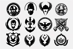 wu tang logo and army helmet in circle tattoo idea