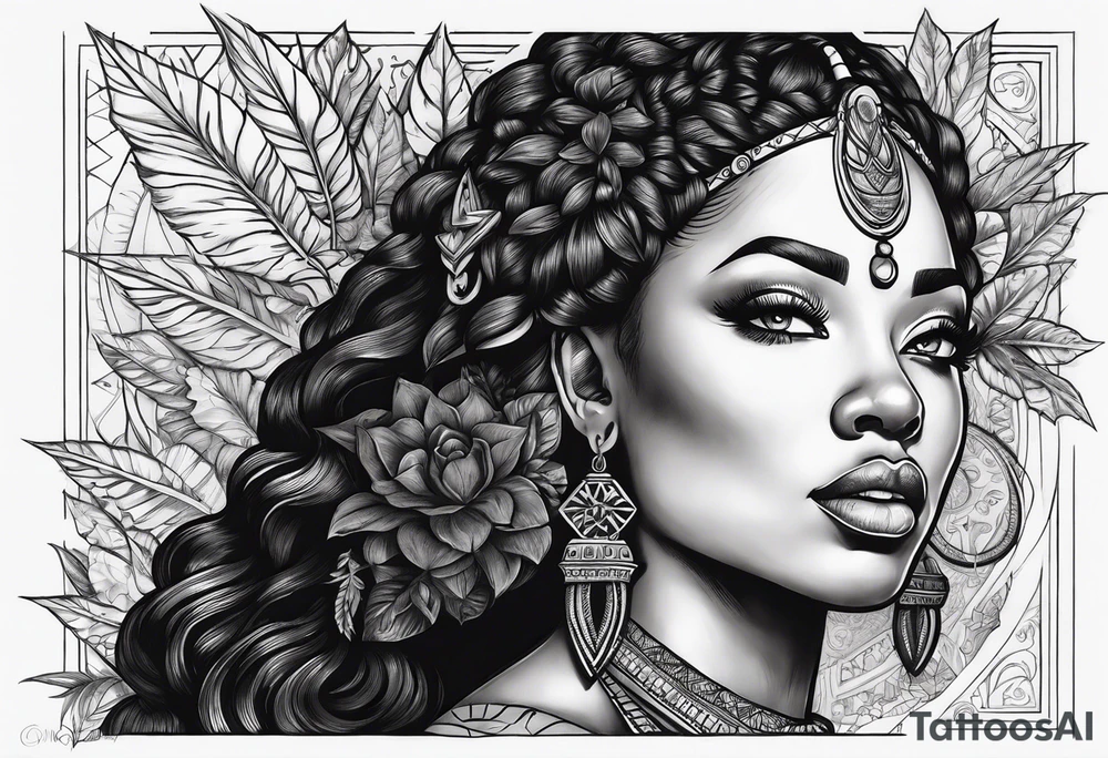 Black Goddess of sativa tattoo idea
