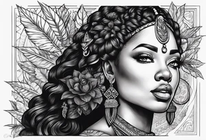 Black Goddess of sativa tattoo idea
