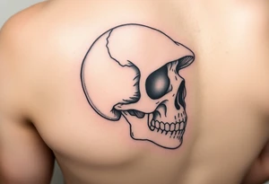 right side of a skull with majestic mushroom out of its eyes and mouth tattoo idea