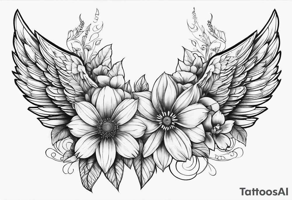 wing, flower, tattoo idea