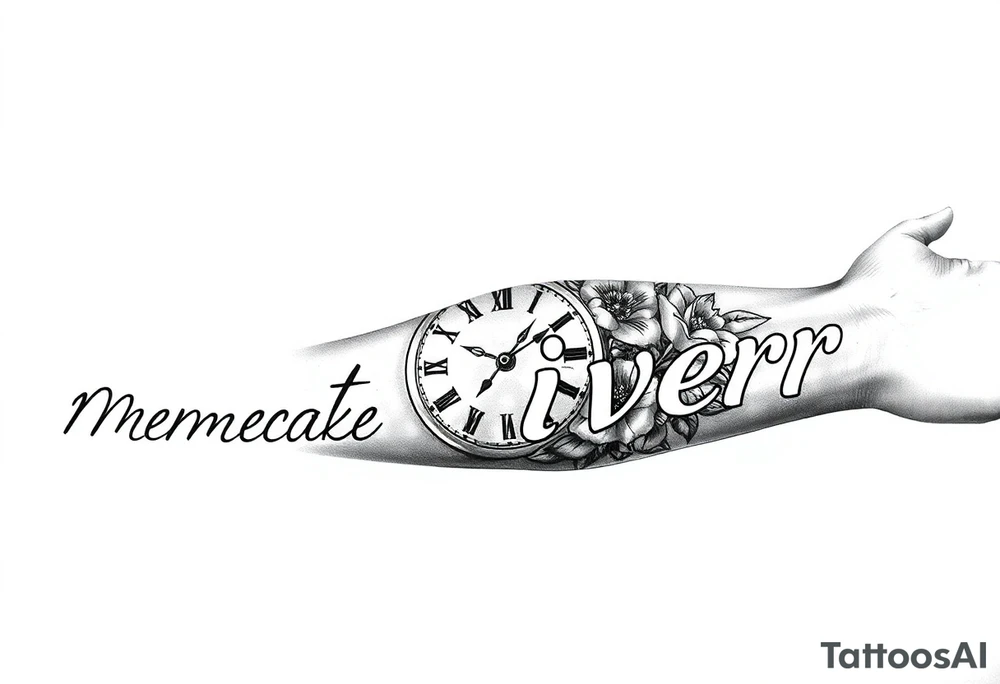 Half arm sleeve memento vivere on the formarm, 24/8 Kobe Bryant La lakers jersey font, NRL Retro logo Eastern Suburbs Roosters and roses and clock in blank space tattoo idea