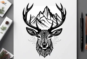 mountain with small deer tattoo idea