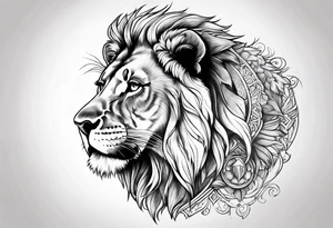 Half lion face and sport tattoo idea