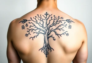 Gaelic tree of life full sleeve tattoo idea