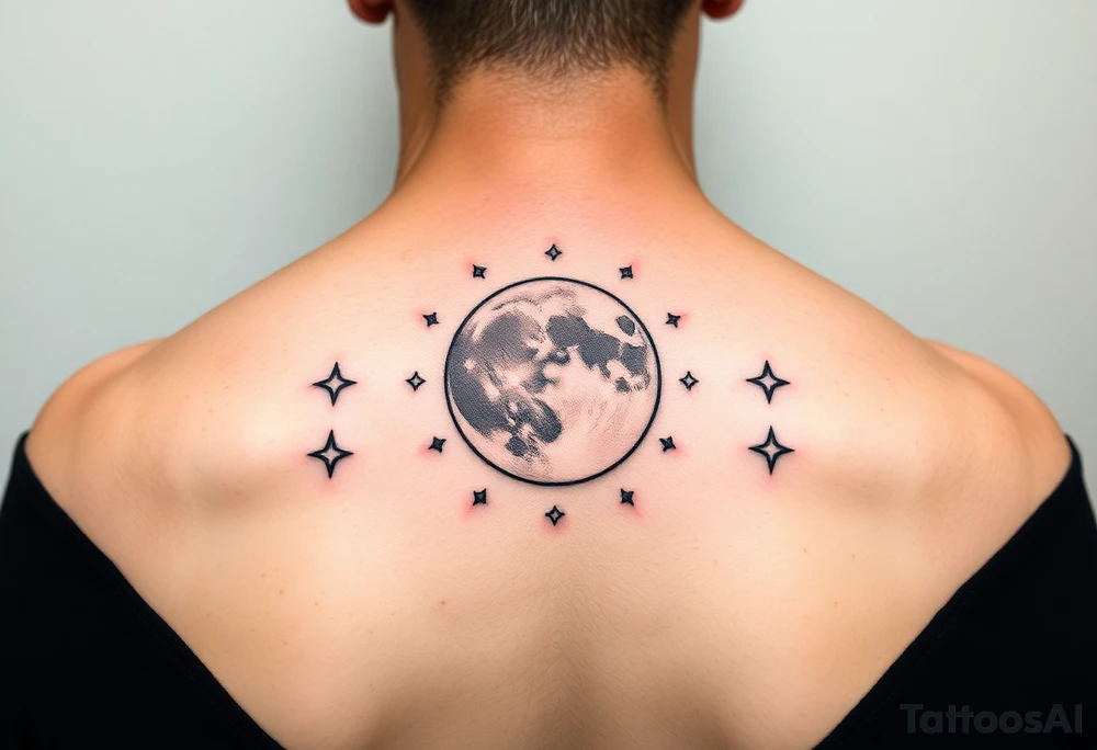 negative space tattoo inspired by the moon and stars tattoo idea
