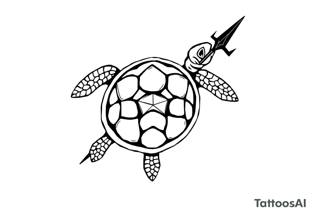 Turtle with a trident tattoo idea