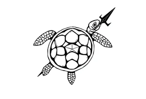 Turtle with a trident tattoo idea
