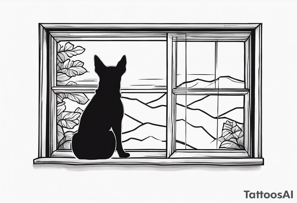 dog looking out window tattoo idea