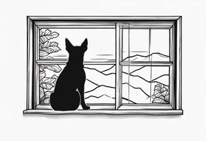 dog looking out window tattoo idea