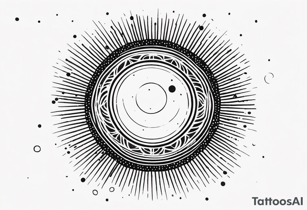 simplistic sun made of black dots tattoo idea