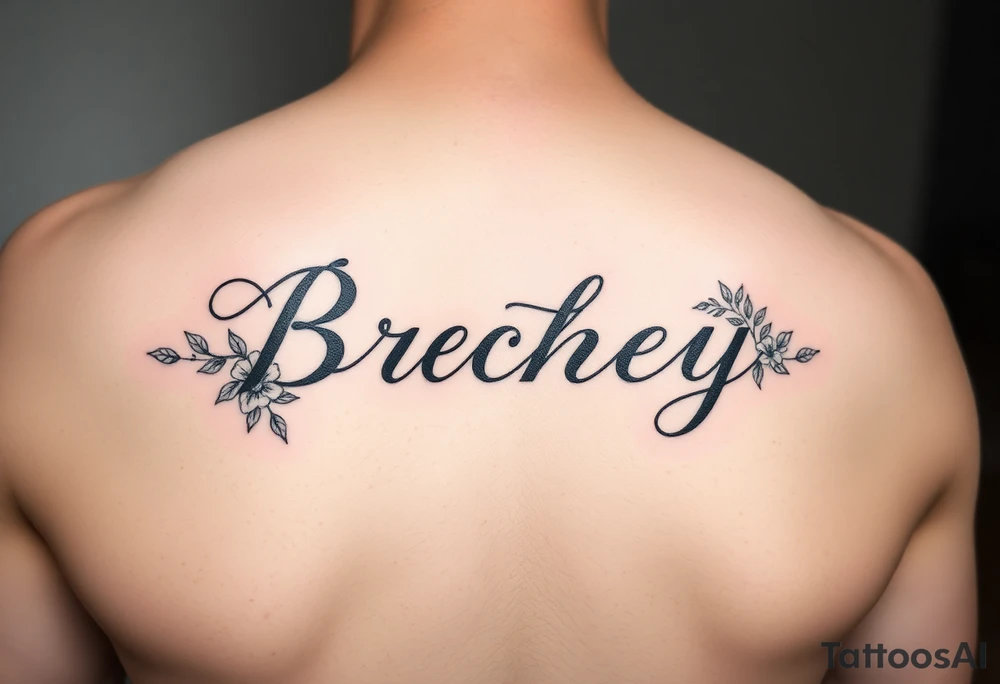 My brothers name packey in pretty cursive with floral tattoo idea