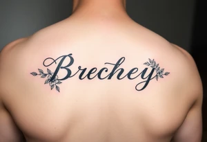 My brothers name packey in pretty cursive with floral tattoo idea