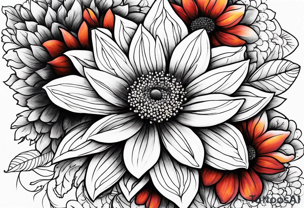 Galaxy with an Indian blanket flower tattoo idea