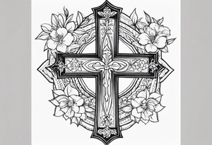 Pretty Catholic tattoo small with flowers tattoo idea