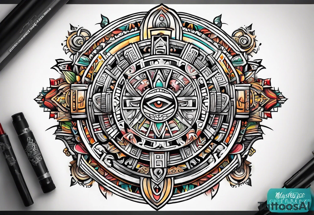 Mayan calendar simple tattoo idea