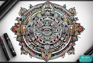 Mayan calendar simple tattoo idea