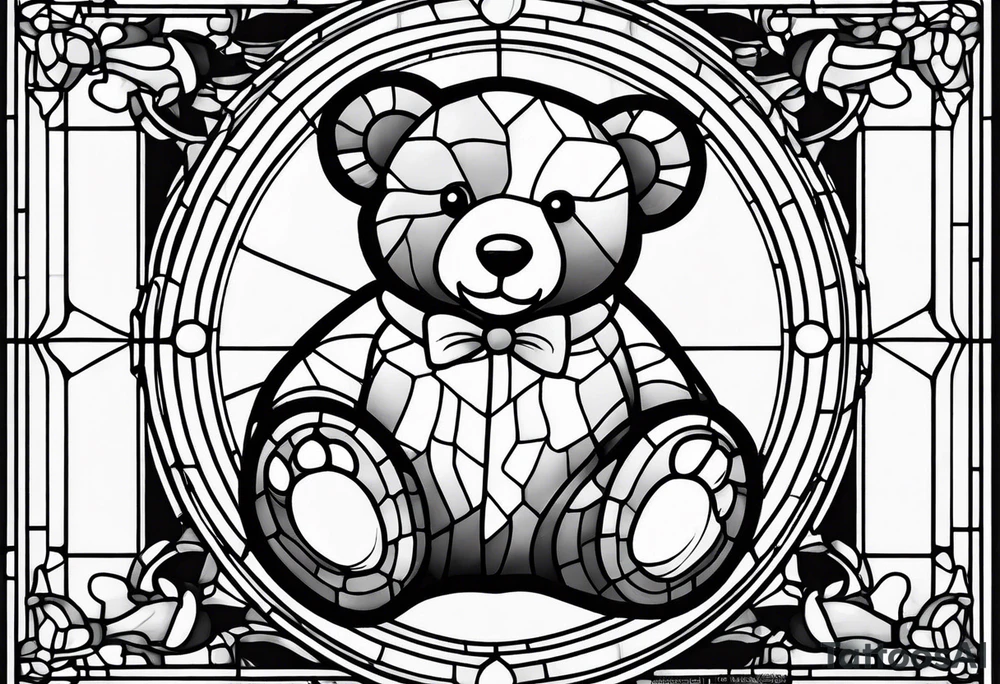 Teddy bear stain glass tattoo idea