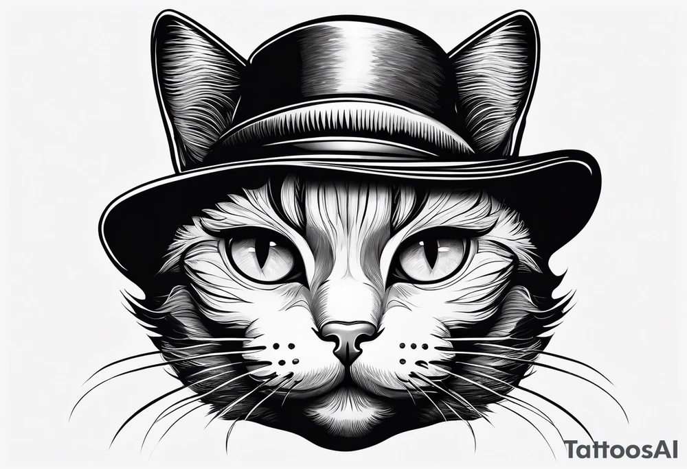 black cat with a funny hat and a sweater tattoo idea