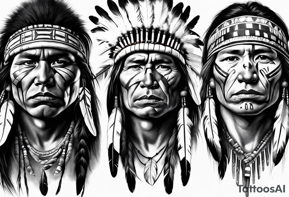 young Native American face photorealism tattoo idea