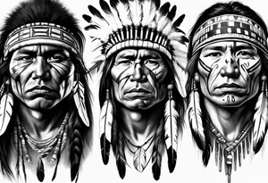 young Native American face photorealism tattoo idea