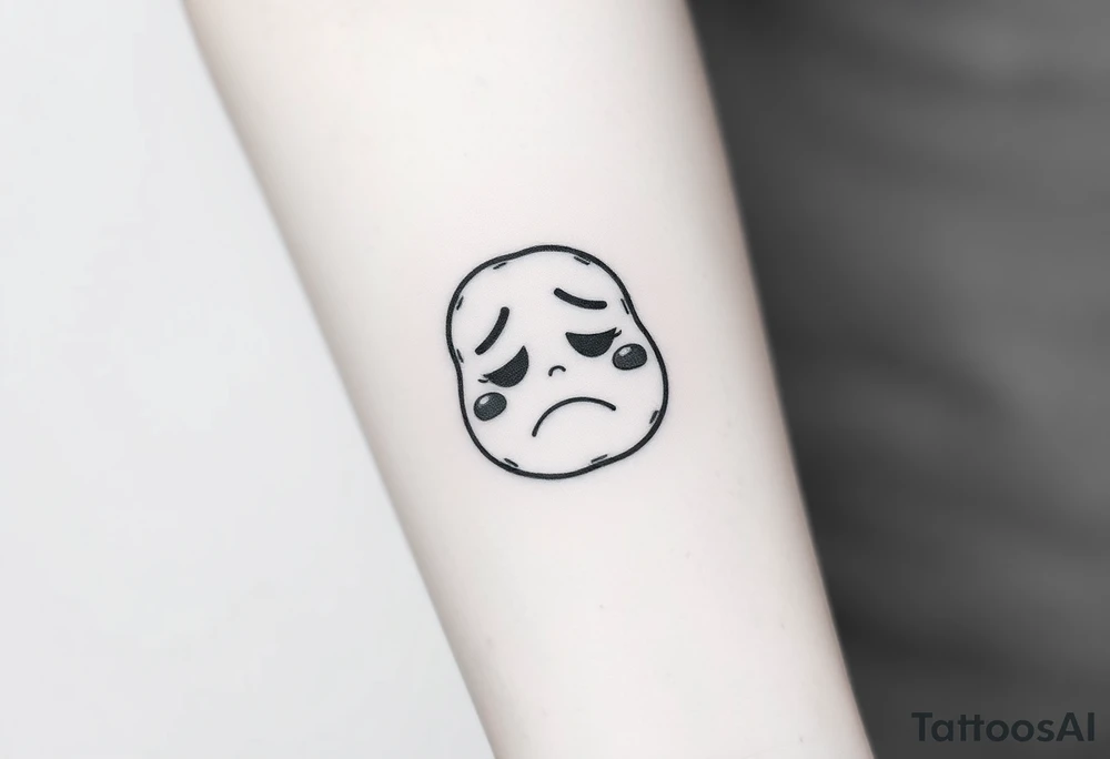 Cartoon potato with sad face tattoo idea