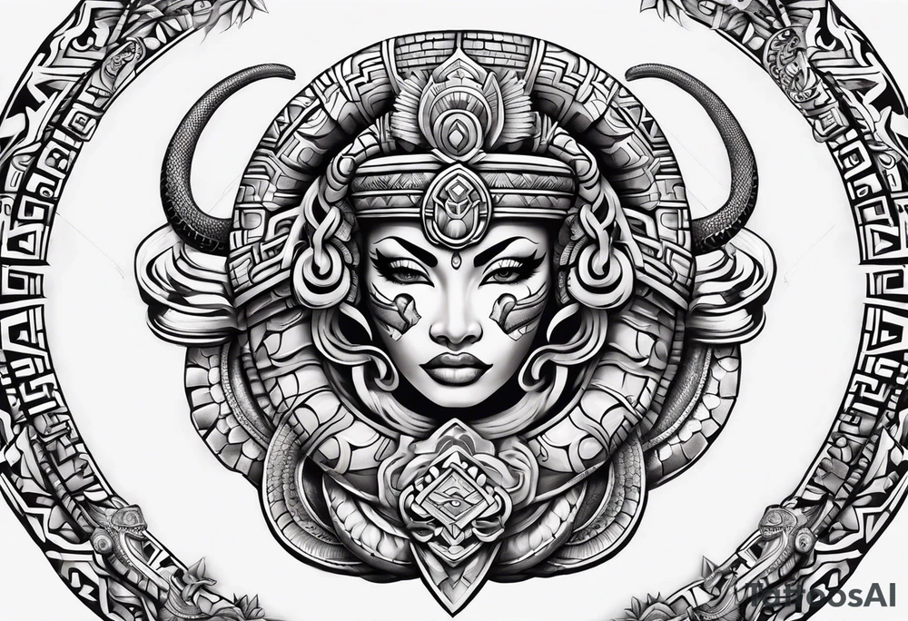 aztec kukulkan snake sleeve tattoo idea
