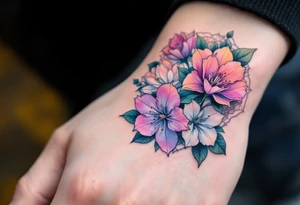 rhododendron trippy with mandala behind tattoo idea