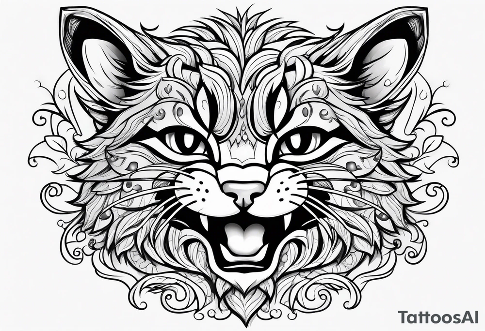 Super cute cartoon wildcat cub tattoo idea
