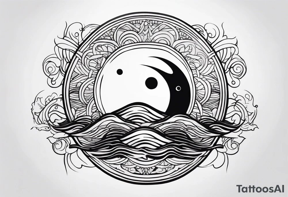 a simple ting yang symbol with water integrated tattoo idea