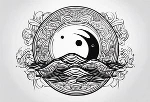 a simple ting yang symbol with water integrated tattoo idea
