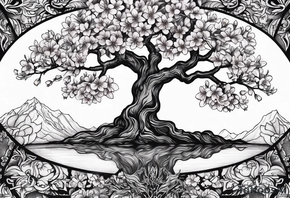 Tree of life cherry blossoms tattoo idea