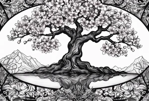 Tree of life cherry blossoms tattoo idea