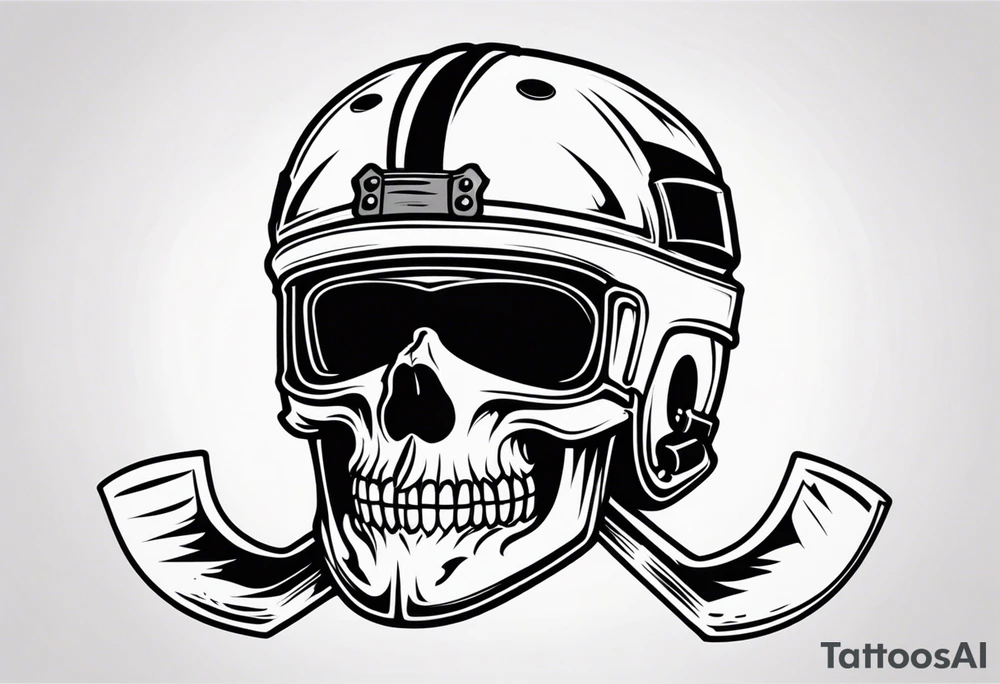 hockey skull with helmet and puck tattoo idea