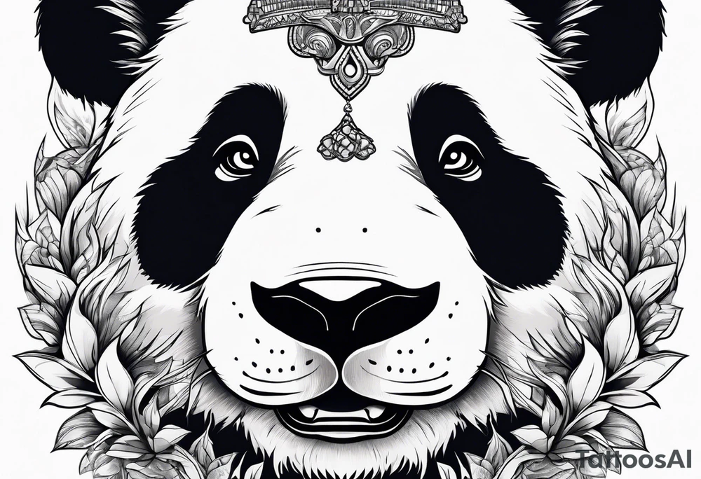 A panda bear head zoomed in tattoo idea