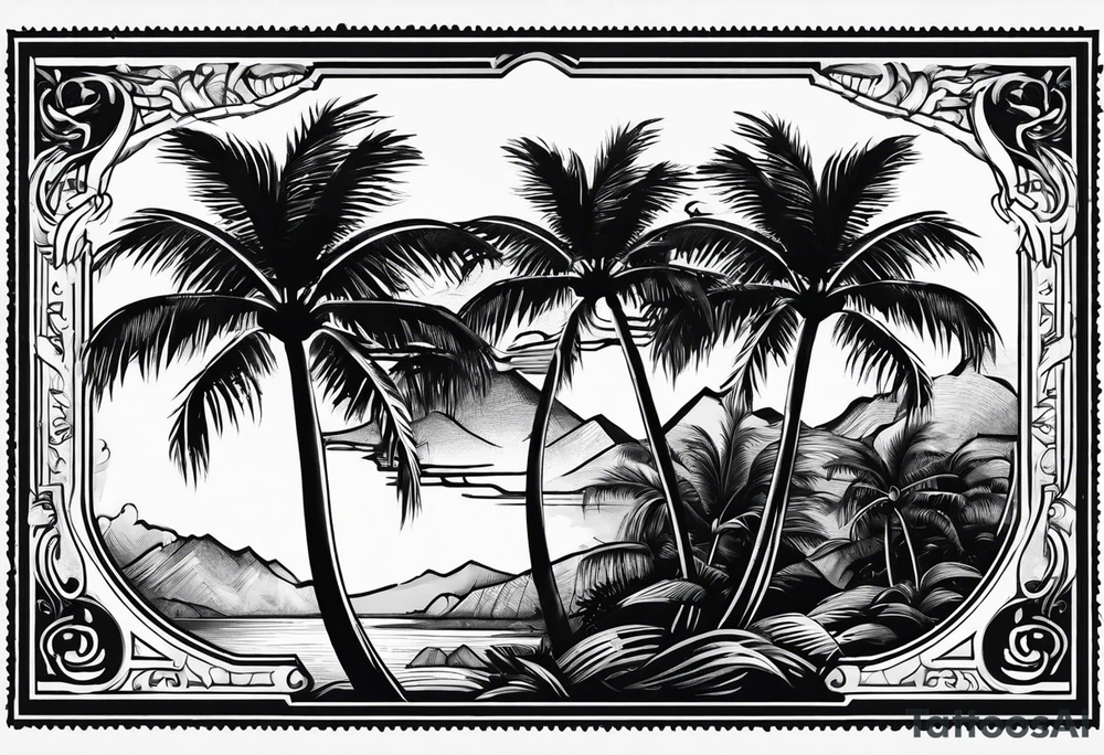 Postage stamp with palm tree tattoo idea