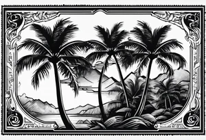 Postage stamp with palm tree tattoo idea