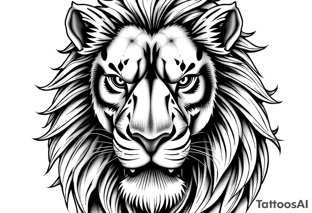 powerful majestic lion, close-up tattoo idea