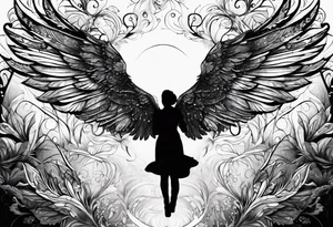 "one day, i am going to grow wings" in writing, with wings on either side tattoo idea
