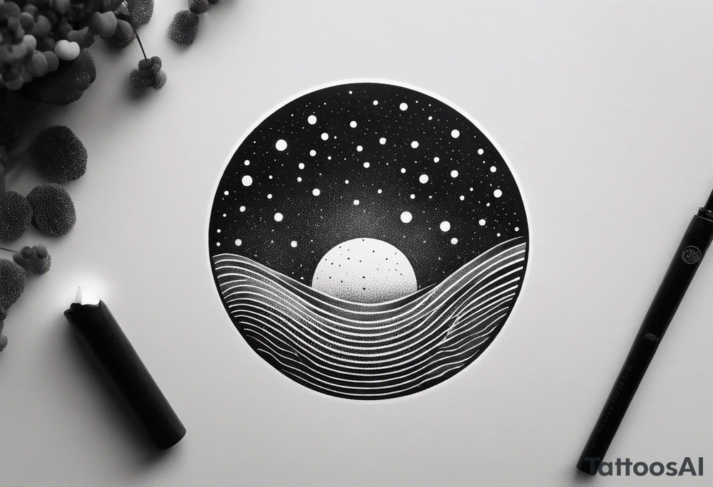 simple galaxy design in a circle tattoo idea
